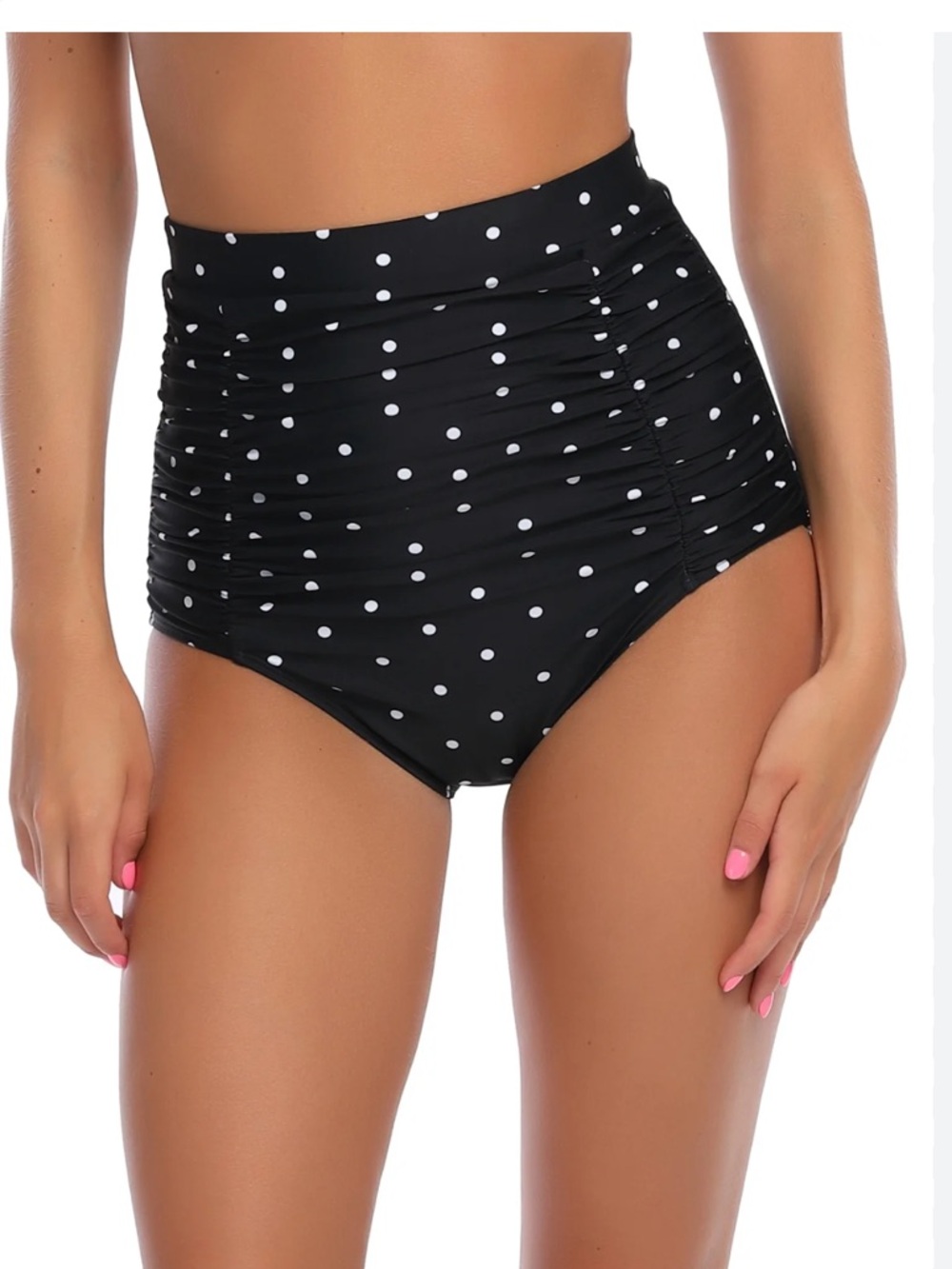 RELLECIGA Like New High Rise Rouched Polka Dot Bikini Bottoms XXL Retro Pin Up